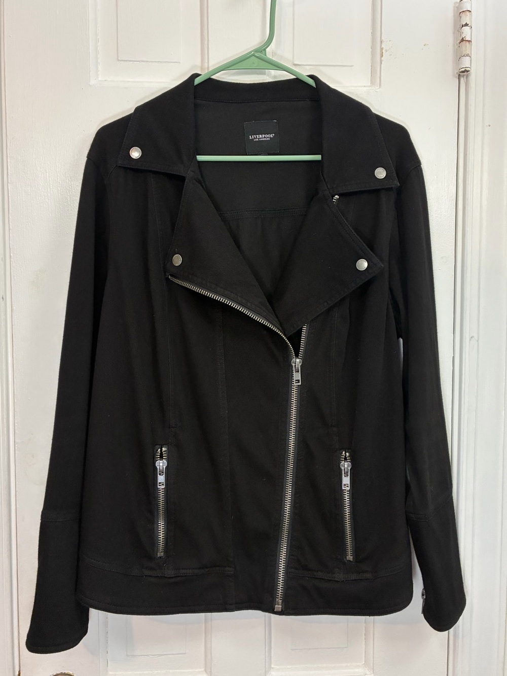 Liverpool Los Angeles Bradford Black Asymmetric Zipper Moto Jacket Size 1X